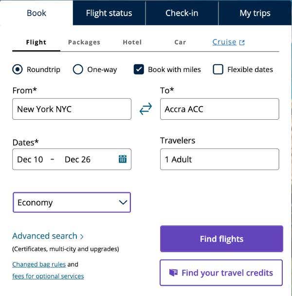 Use your United MileagePlus miles to book a flight on United’s site with its partners