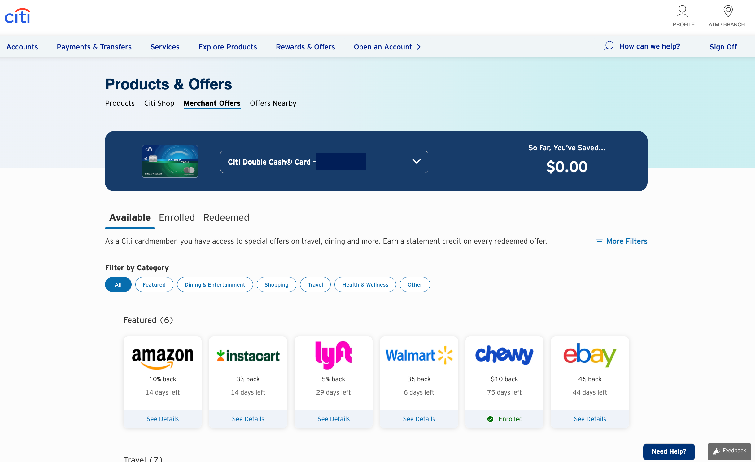 Citi Merchant Offers portal